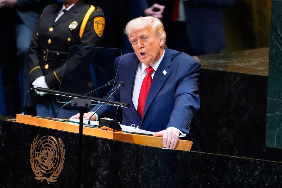 President Donald Trump speaks to the United Nations General Assembly, Tuesday, Sept. 23, 2025, in New York. (AP Photo/Evan Vucci)